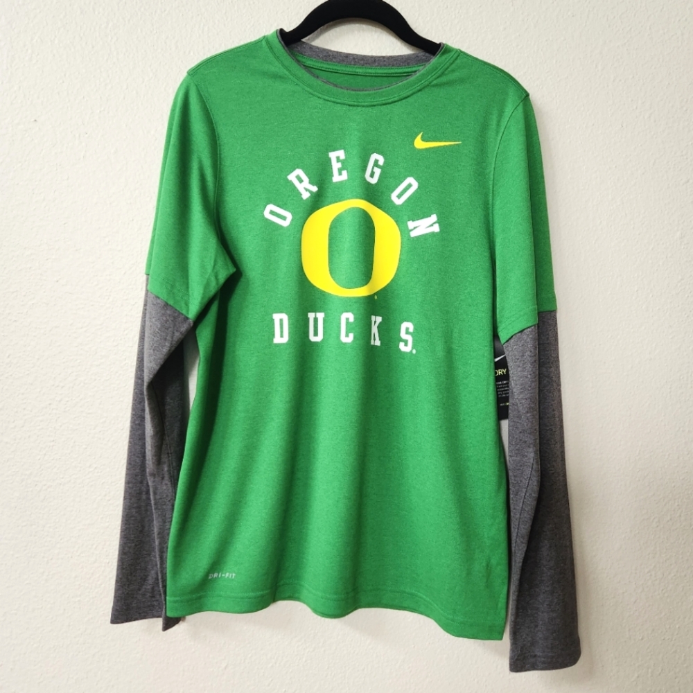 🟣NWT Nike University of Oregon Boys 2-fer Legend Long Sleeve T Shirt